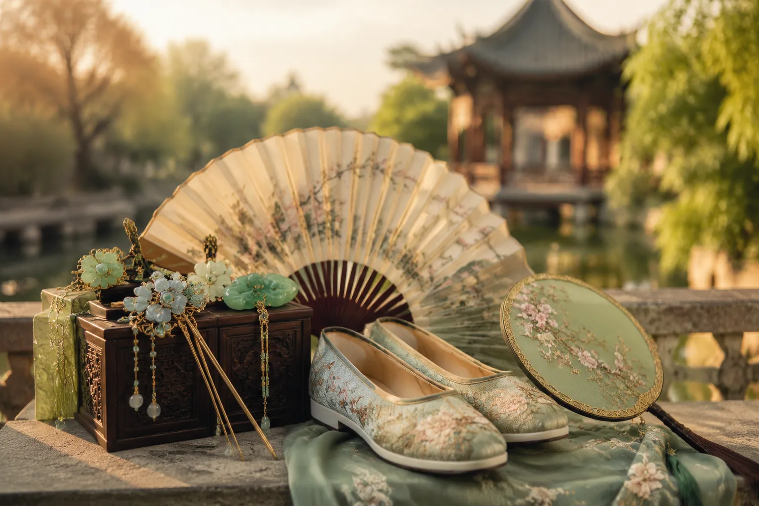 Silk fans, jade pendants, and embroidered shoes in Suzhou