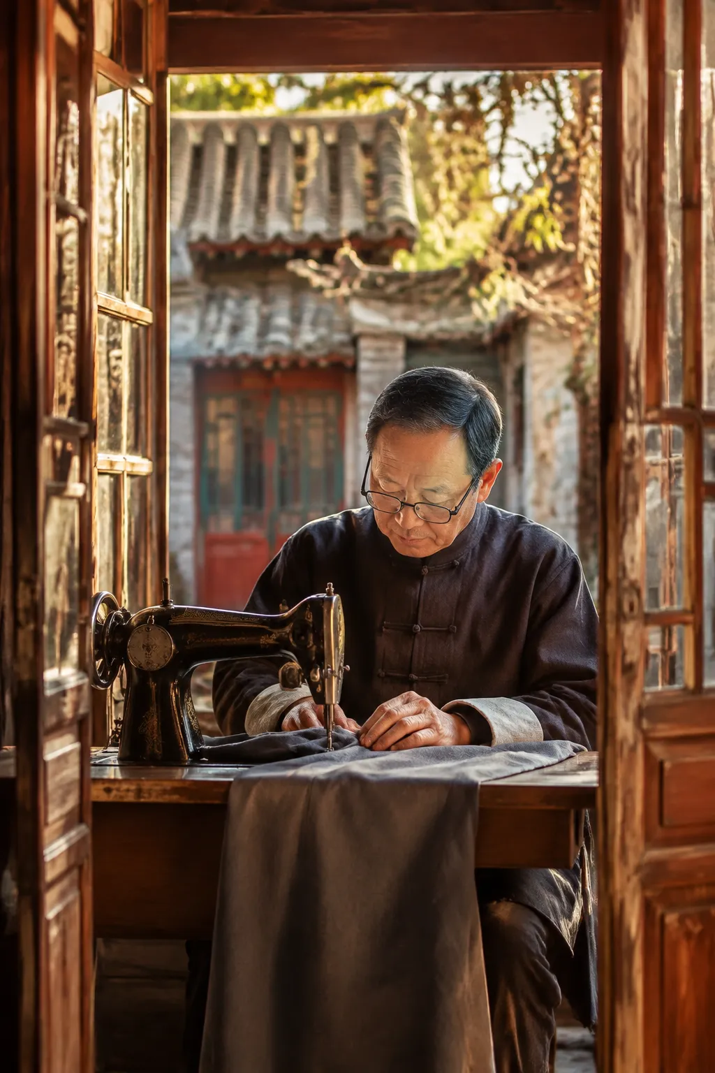 Tang suit workshop in Beijing hutong